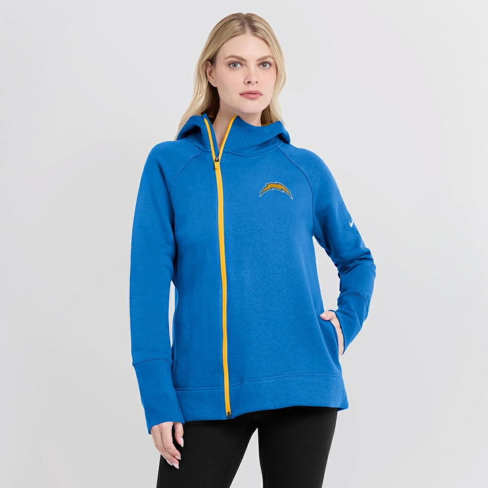 Nike Los Angeles Chargers Women's Asymmetrical Raglan Full-Zip Hoodie Powder Blue