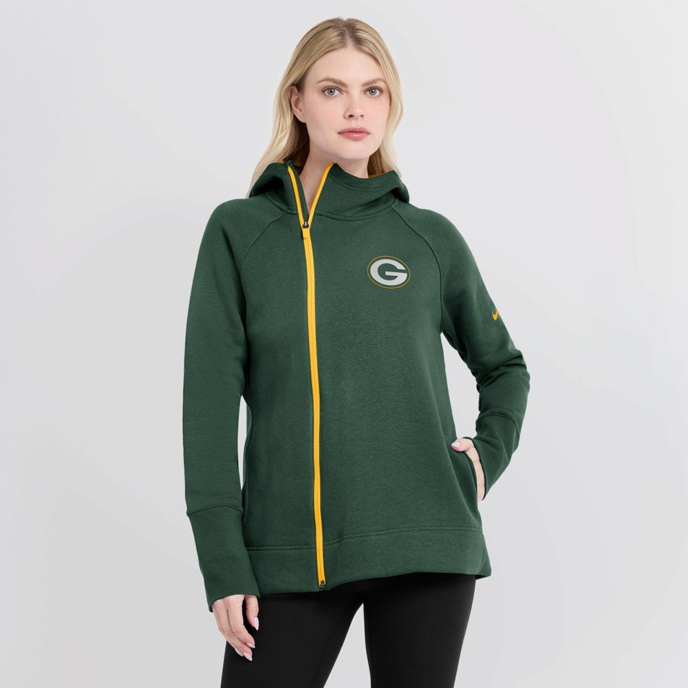 Nike Green Bay Packers Women's Asymmetrical Raglan Full-Zip Hoodie Green