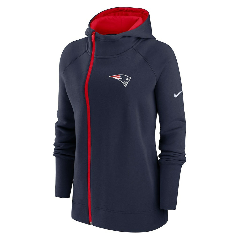 Nike New England Patriots Women's Asymmetrical Raglan Full-Zip Hoodie Navy