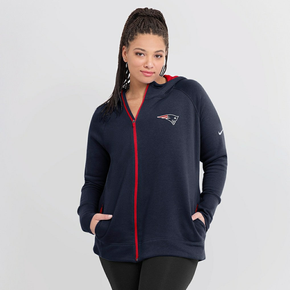 Nike New England Patriots Women's Asymmetrical Raglan Full-Zip Hoodie Navy
