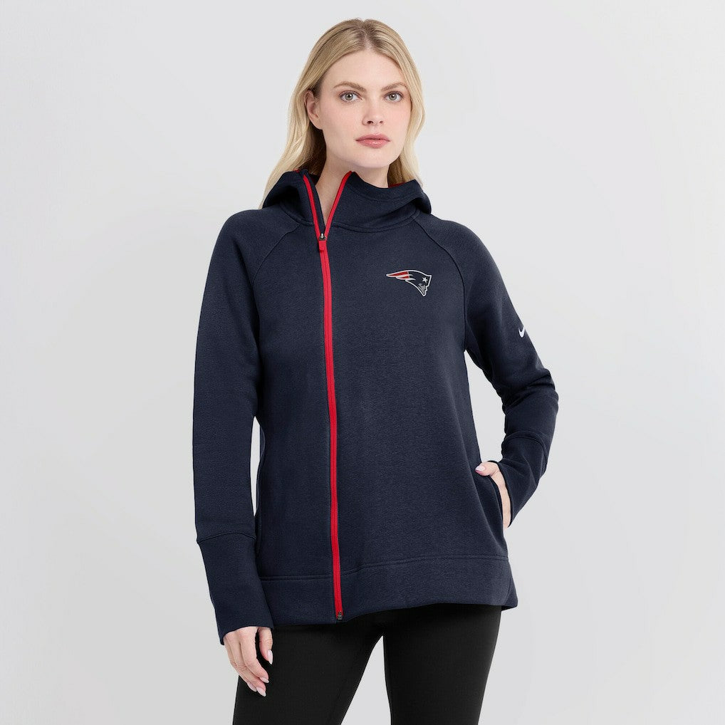 Nike New England Patriots Women's Asymmetrical Raglan Full-Zip Hoodie Navy
