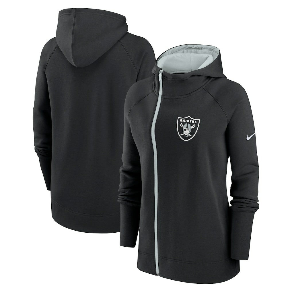 Nike Las Vegas Raiders Women's Asymmetrical Raglan Full-Zip Hoodie Black