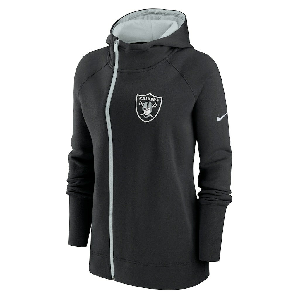 Nike Las Vegas Raiders Women's Asymmetrical Raglan Full-Zip Hoodie Black