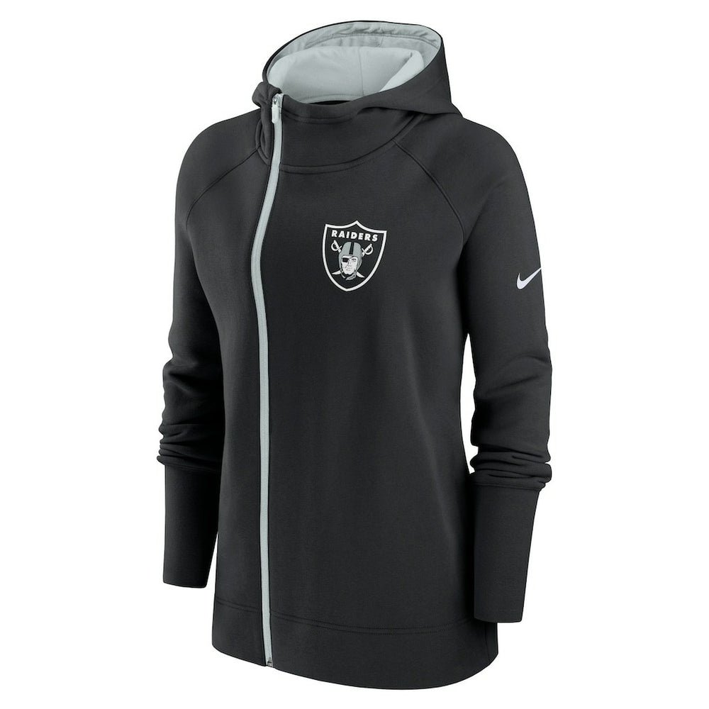 Nike Las Vegas Raiders Women's Asymmetrical Raglan Full-Zip Hoodie Black