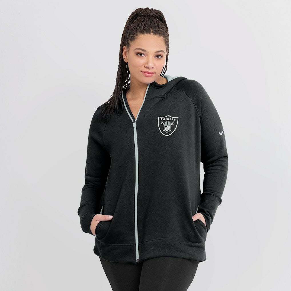 Nike Las Vegas Raiders Women's Asymmetrical Raglan Full-Zip Hoodie Black