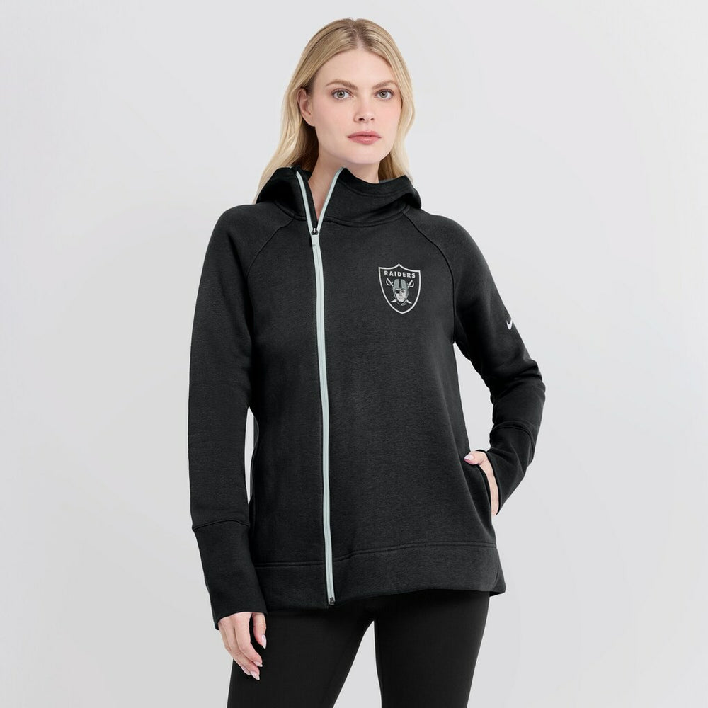 Nike Las Vegas Raiders Women's Asymmetrical Raglan Full-Zip Hoodie Black