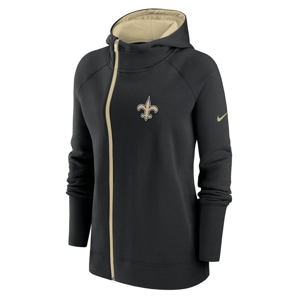 Nike New Orleans Saints Women's Asymmetrical Raglan Full-Zip Hoodie Black