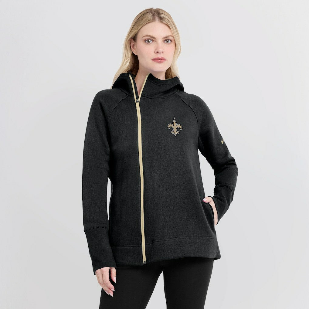 Nike New Orleans Saints Women's Asymmetrical Raglan Full-Zip Hoodie Black