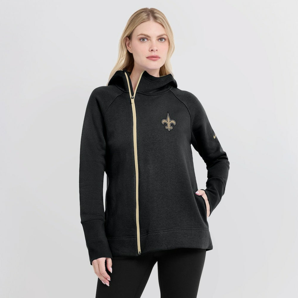 Nike New Orleans Saints Women's Asymmetrical Raglan Full-Zip Hoodie Black