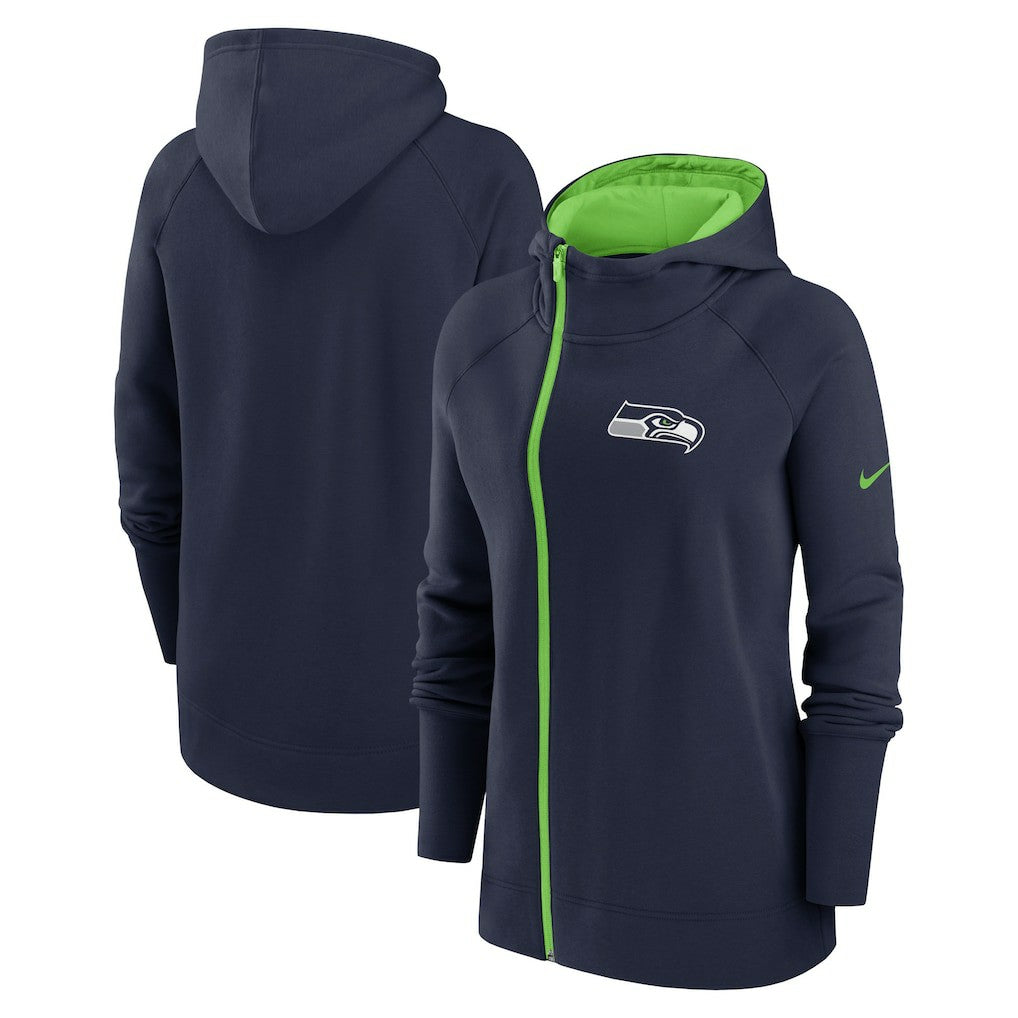 Nike Seattle Seahawks Women's Asymmetrical Raglan Full-Zip Hoodie College Navy