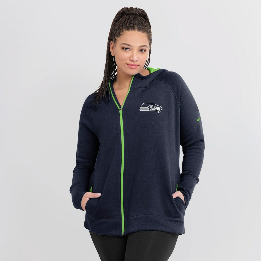 Nike Seattle Seahawks Women's Asymmetrical Raglan Full-Zip Hoodie College Navy