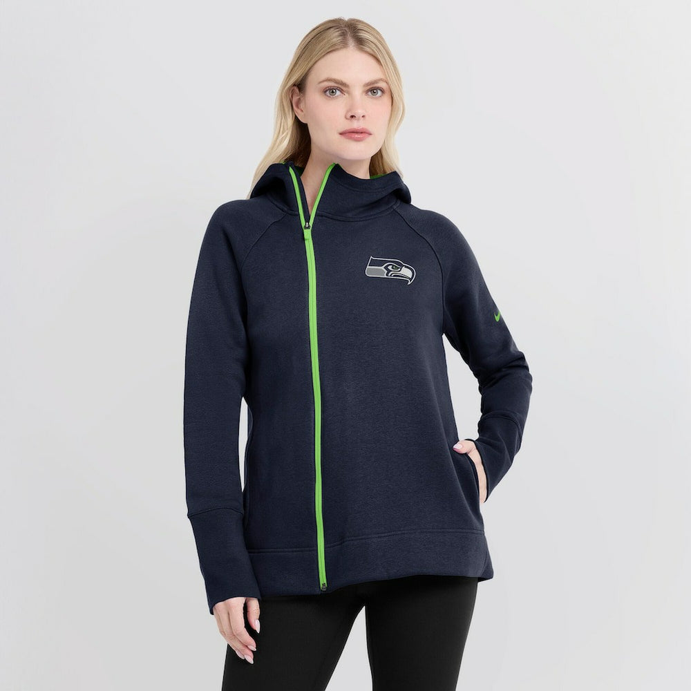 Nike Seattle Seahawks Women's Asymmetrical Raglan Full-Zip Hoodie College Navy