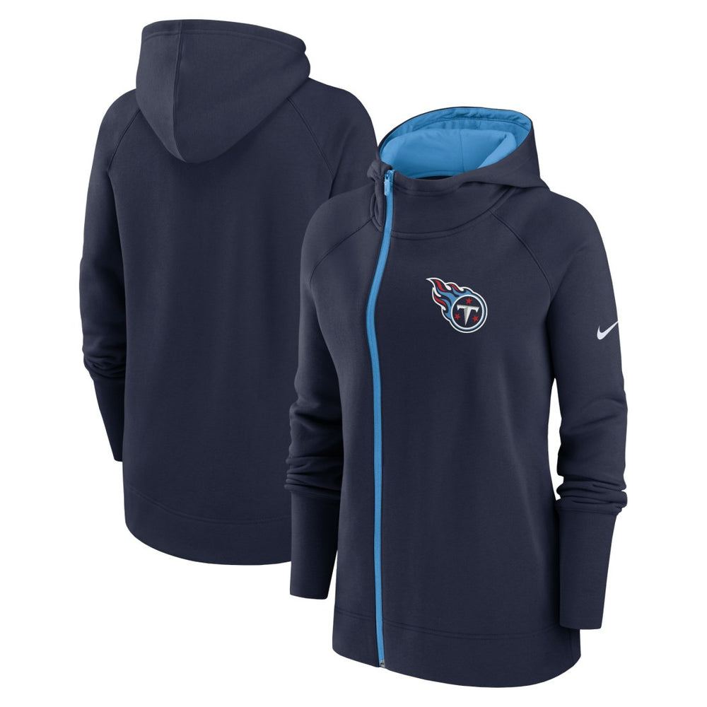 Nike Tennessee Titans Women's Asymmetrical Raglan Full-Zip Hoodie Navy