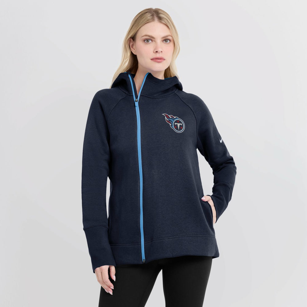 Nike Tennessee Titans Women's Asymmetrical Raglan Full-Zip Hoodie Navy