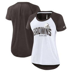 Nike Cleveland Browns Women's Back Slit Lightweight Fashion T-Shirt White/Heather Scarlet