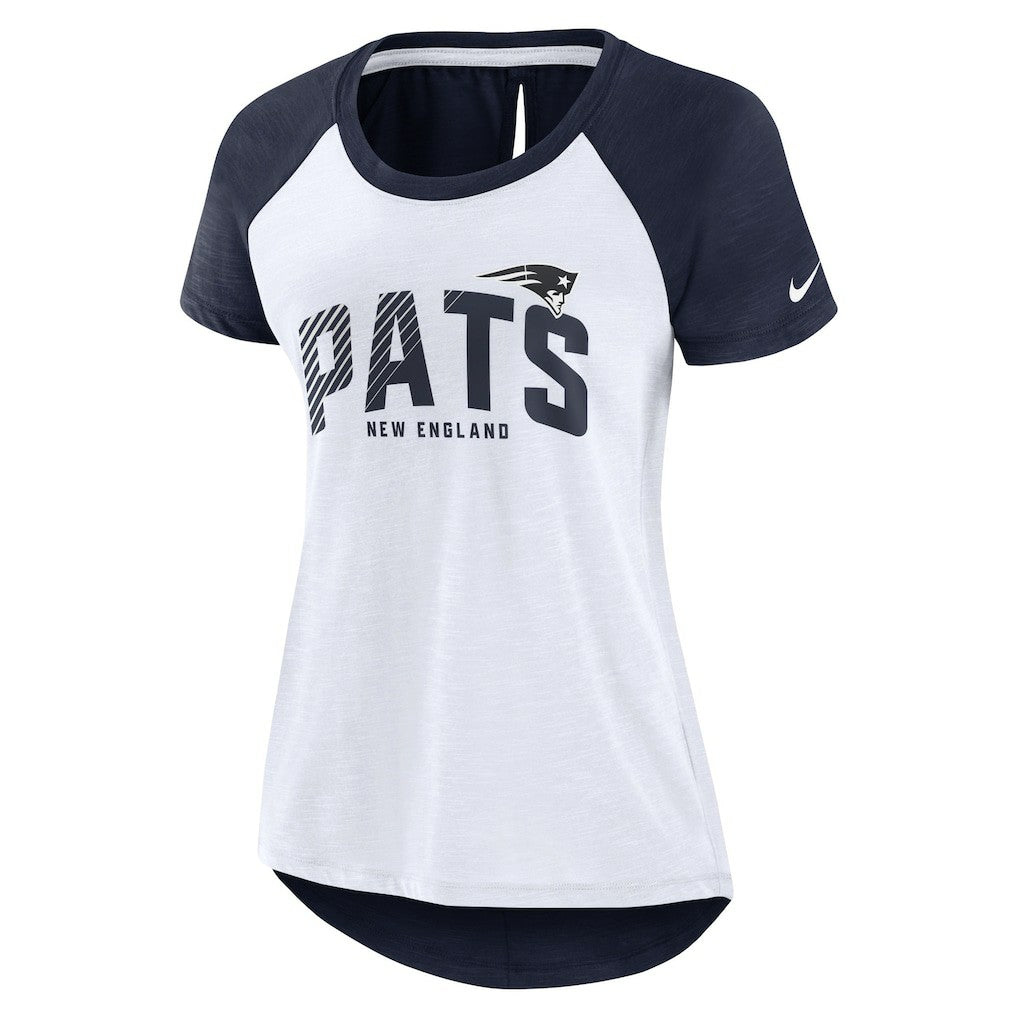 Nike New England Patriots Women's Back Slit Lightweight Fashion T-Shirt White/Heather Scarlet