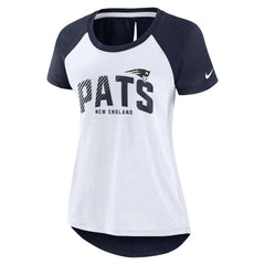 Nike New England Patriots Women's Back Slit Lightweight Fashion T-Shirt White/Heather Scarlet
