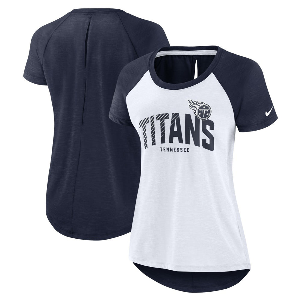Nike Tennessee Titans Women's Back Slit Lightweight Fashion T-Shirt White/Heather Scarlet