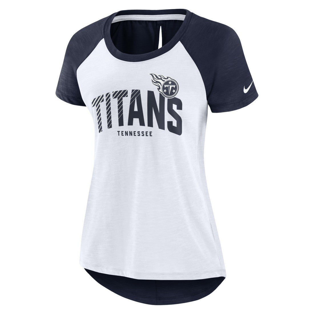 Nike Tennessee Titans Women's Back Slit Lightweight Fashion T-Shirt White/Heather Scarlet