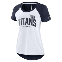 Nike Tennessee Titans Women's Back Slit Lightweight Fashion T-Shirt White/Heather Scarlet