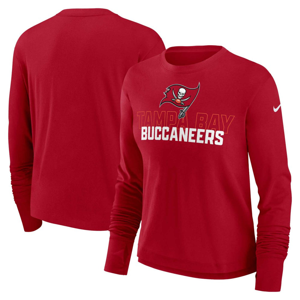 Nike Tampa Bay Buccaneers Women's Modest Crop Performance Long Sleeve T-Shirt Red