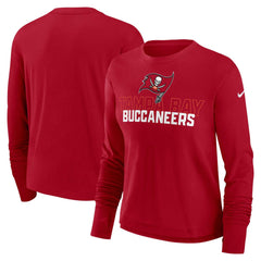 Nike Tampa Bay Buccaneers Women's Modest Crop Performance Long Sleeve T-Shirt Red