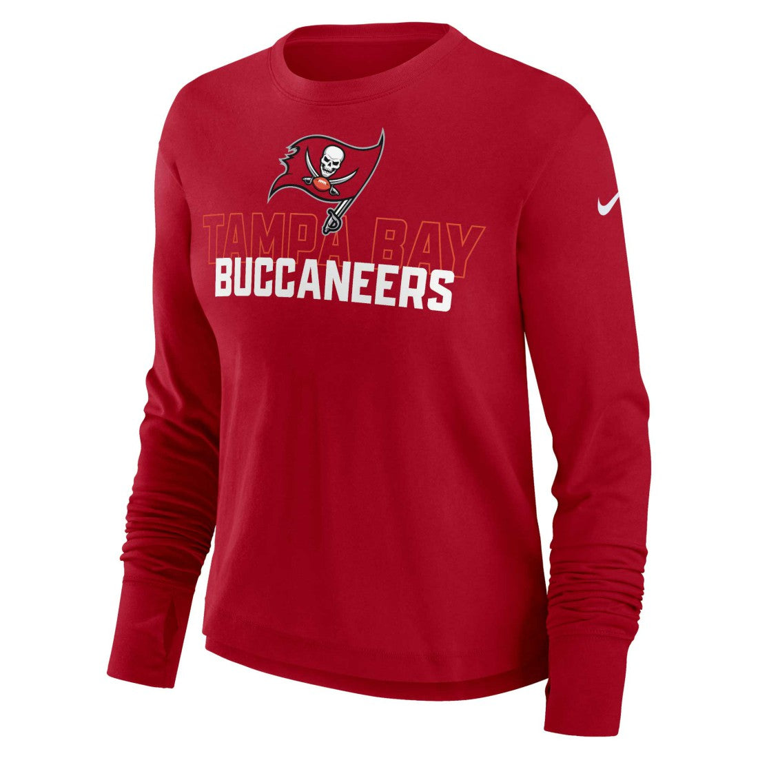 Nike Tampa Bay Buccaneers Women's Modest Crop Performance Long Sleeve T-Shirt Red