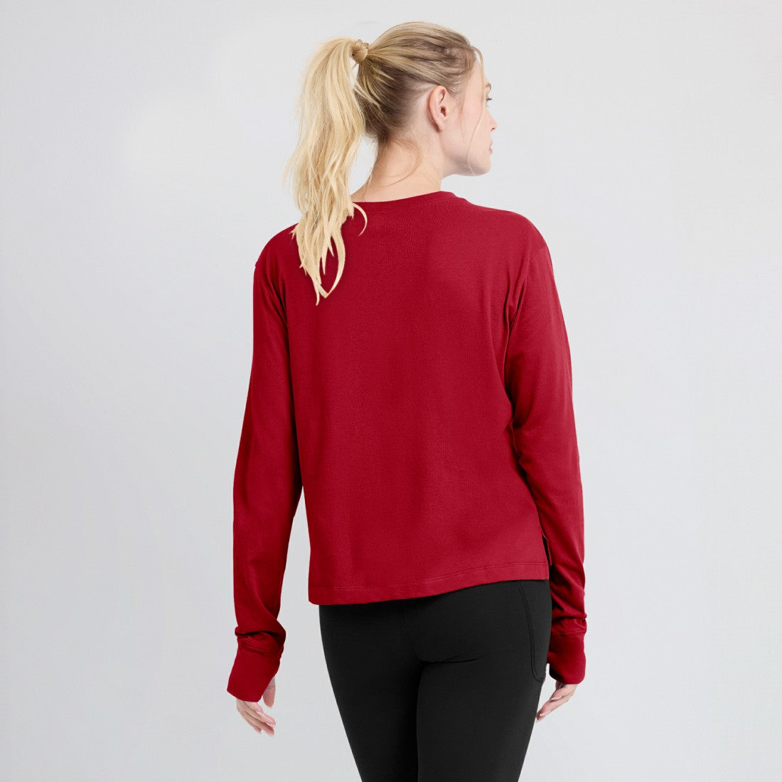 Nike Tampa Bay Buccaneers Women's Modest Crop Performance Long Sleeve T-Shirt Red