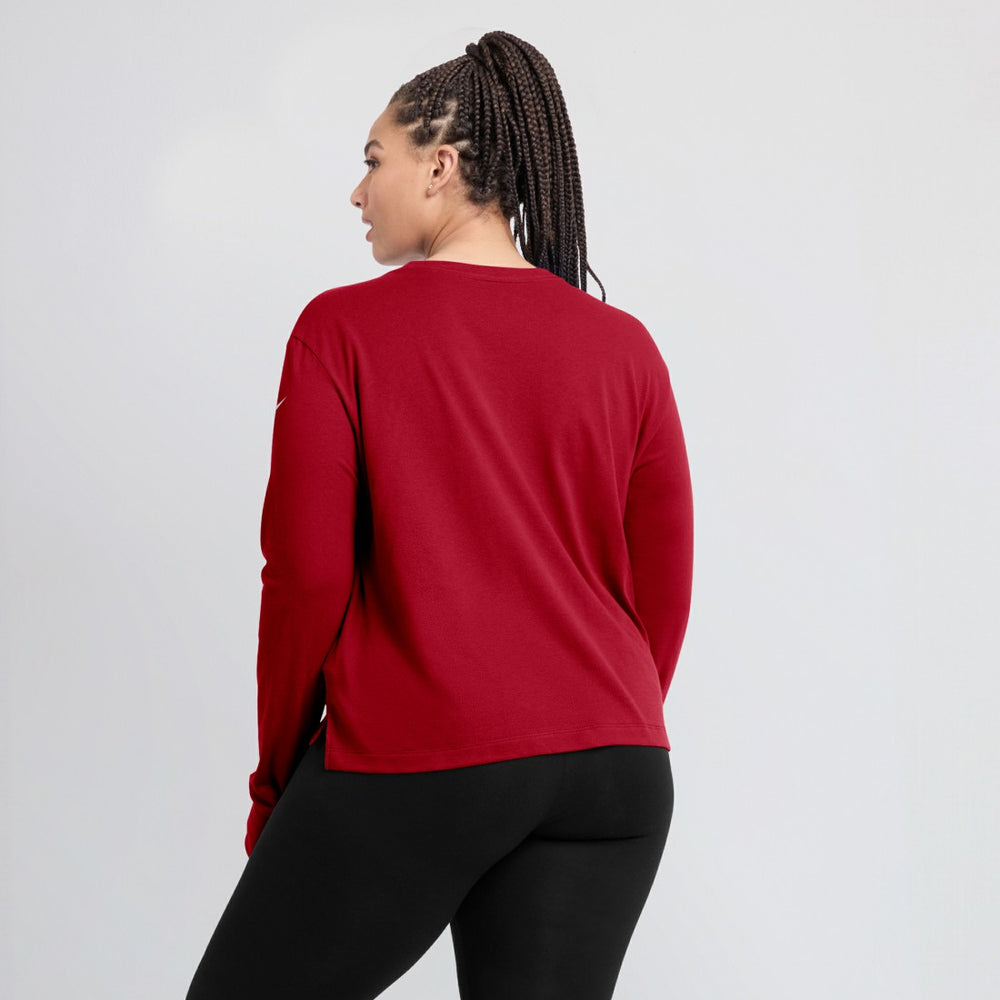 Nike Tampa Bay Buccaneers Women's Modest Crop Performance Long Sleeve T-Shirt Red