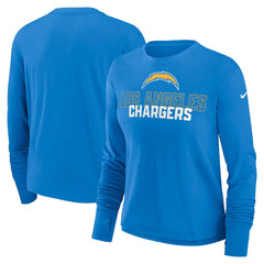 Nike Los Angeles Chargers Women's Modest Crop Performance Long Sleeve T-Shirt Powder Blue