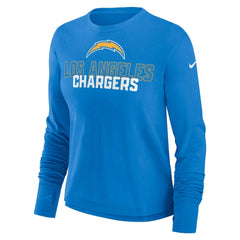 Nike Los Angeles Chargers Women's Modest Crop Performance Long Sleeve T-Shirt Powder Blue