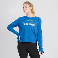 Nike Los Angeles Chargers Women's Modest Crop Performance Long Sleeve T-Shirt Powder Blue