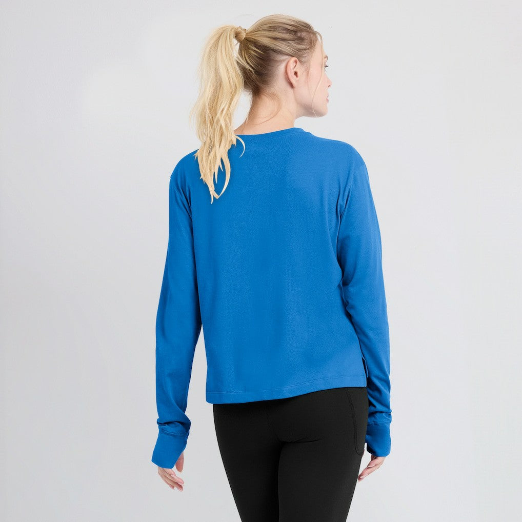 Nike Los Angeles Chargers Women's Modest Crop Performance Long Sleeve T-Shirt Powder Blue