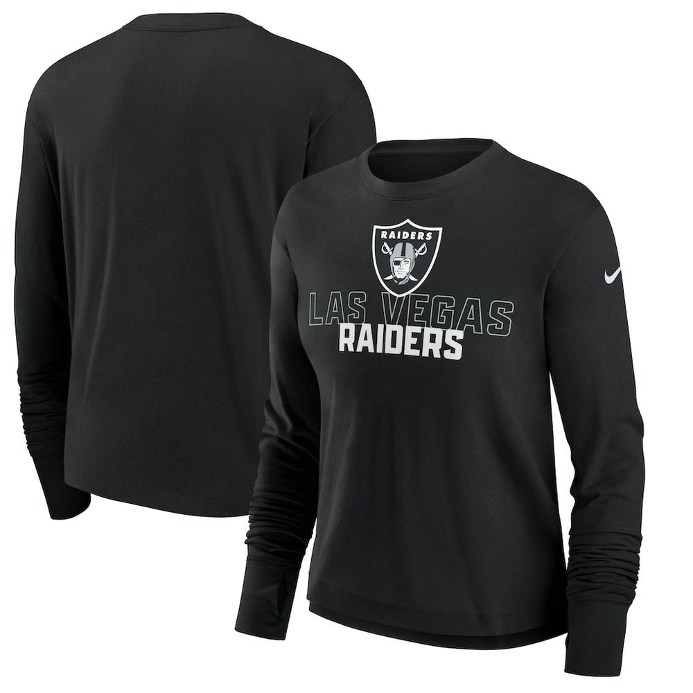 Nike Las Vegas Raiders Women's Modest Crop Performance Long Sleeve T-Shirt Black