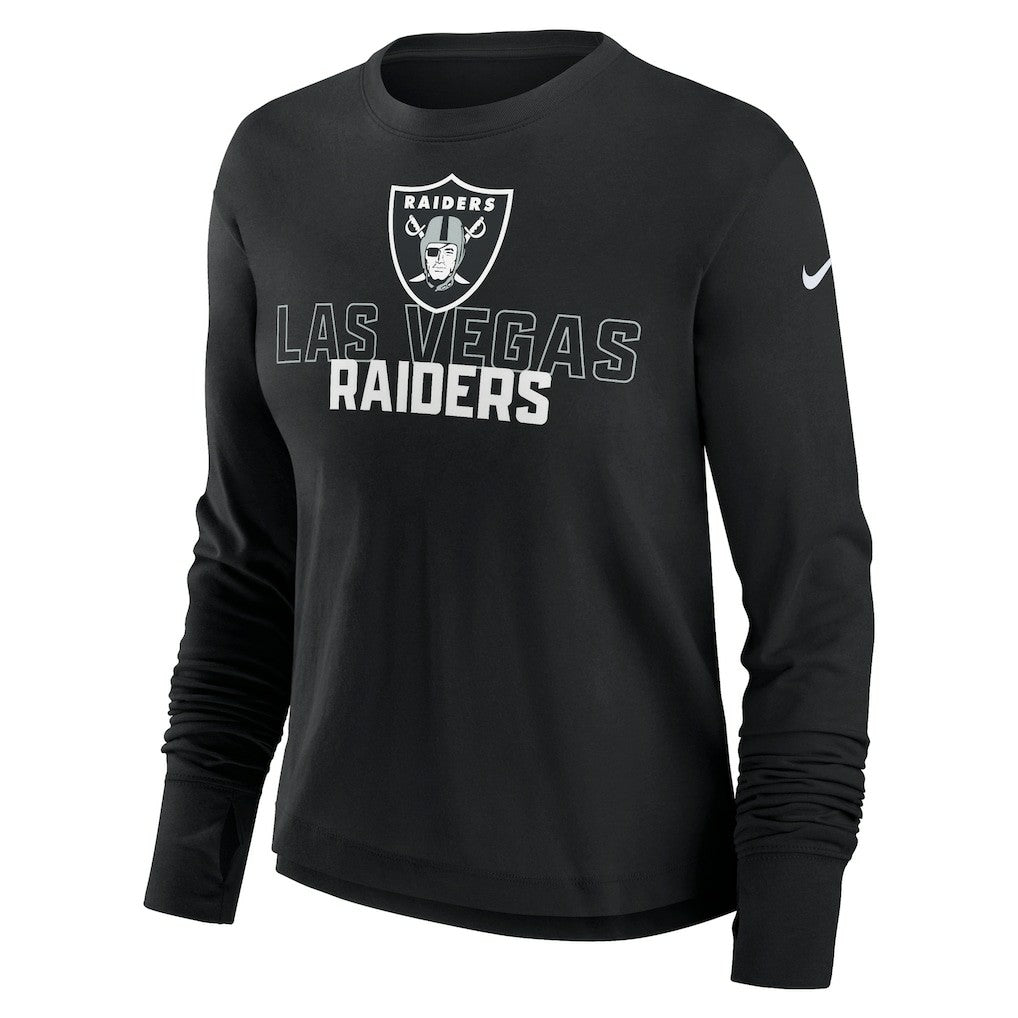 Nike Las Vegas Raiders Women's Modest Crop Performance Long Sleeve T-Shirt Black