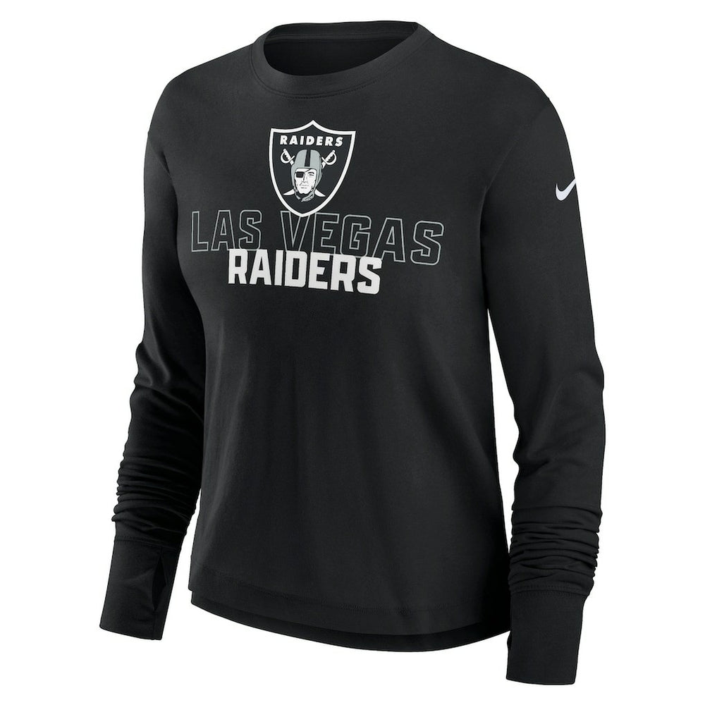 Nike Las Vegas Raiders Women's Modest Crop Performance Long Sleeve T-Shirt Black