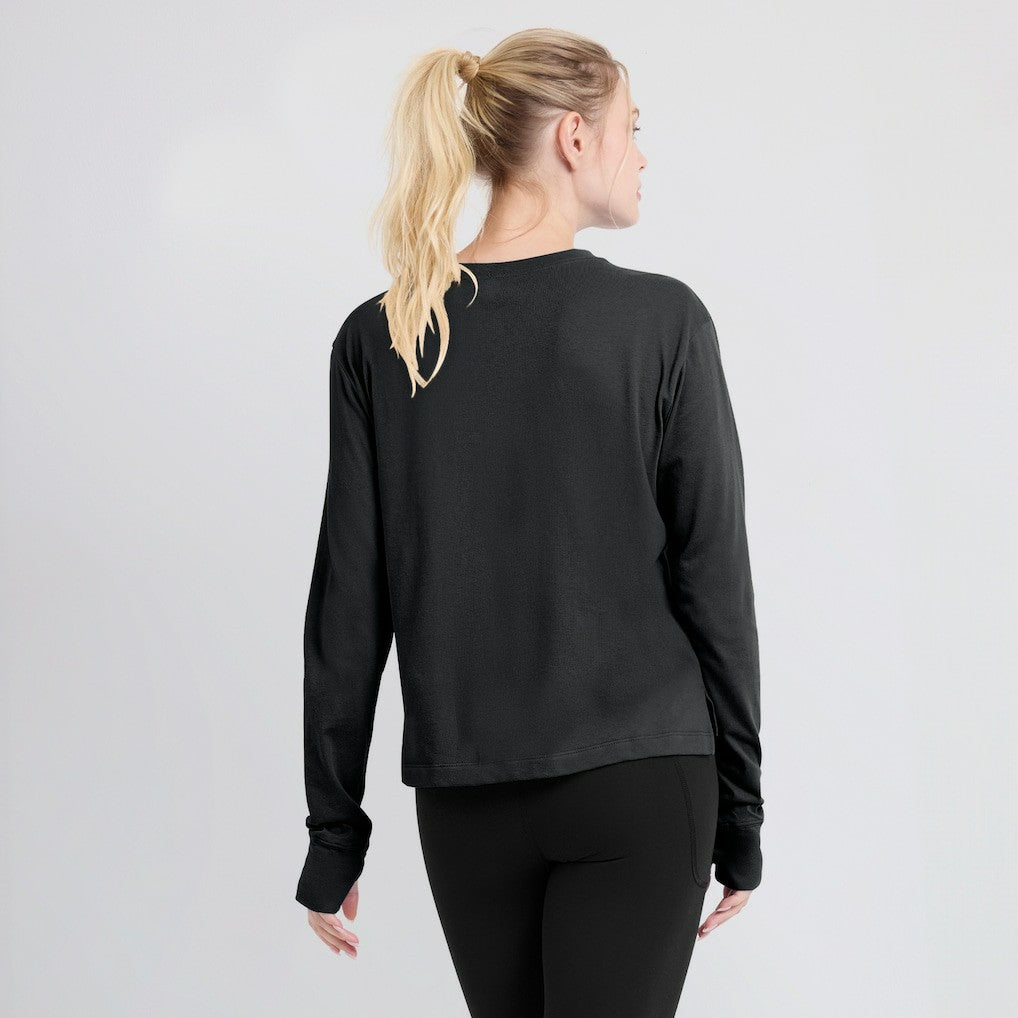 Nike Las Vegas Raiders Women's Modest Crop Performance Long Sleeve T-Shirt Black