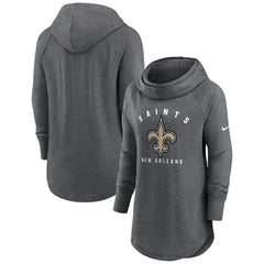 Nike New Orleans Saints Women's Raglan Funnel Neck Pullover Hoodie Heather Charcoal