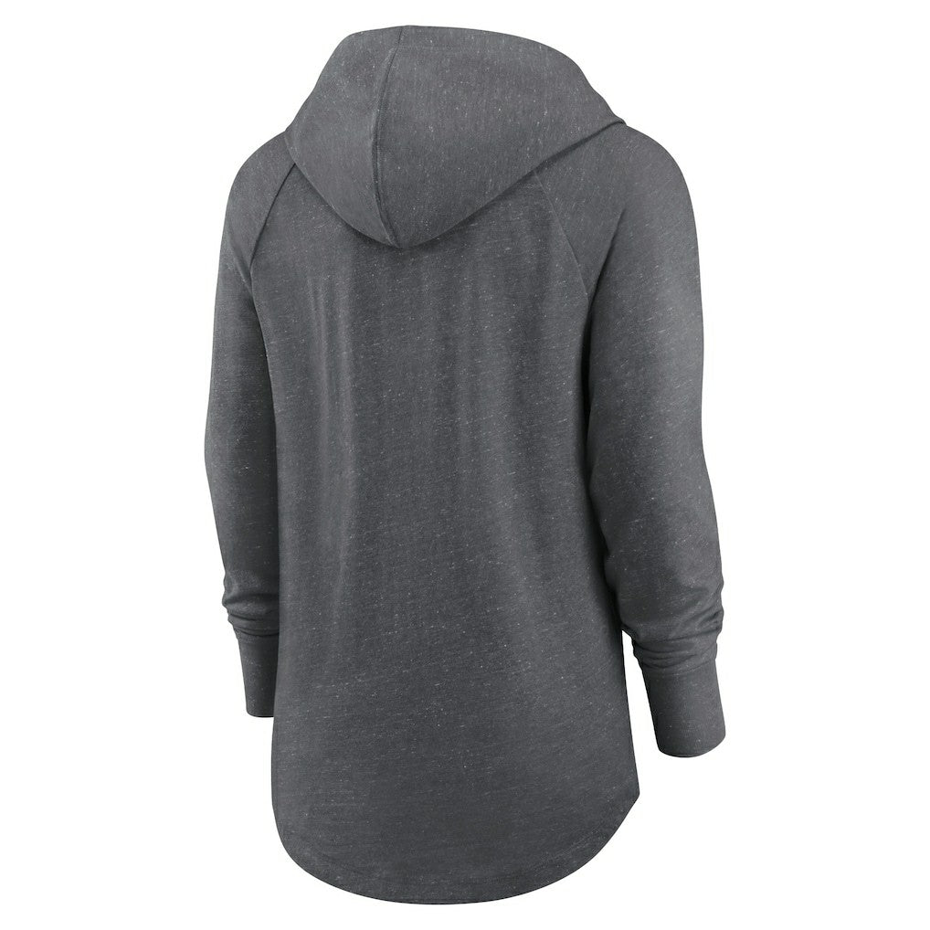 Nike Pittsburgh Steelers Women's Raglan Funnel Neck Pullover Hoodie Heather Charcoal