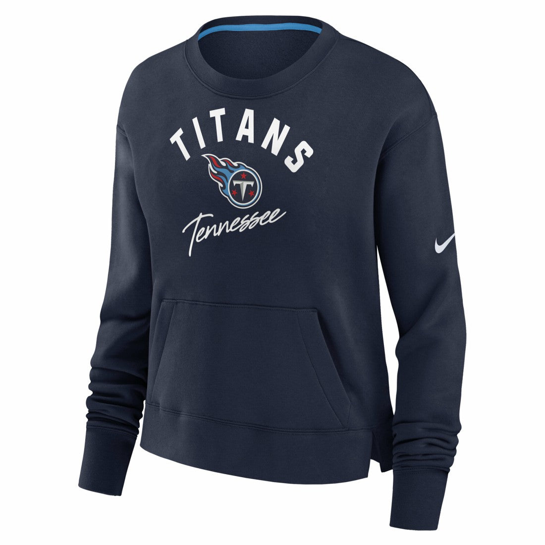 Nike Tennessee Titans Women's High Hip Fleece Pullover Sweatshirt Navy