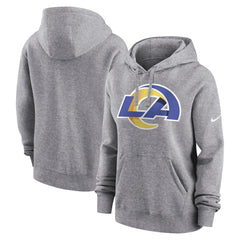 Nike Los Angeles Rams Women's Team Logo Club Fleece Pullover Hoodie Heather Gray