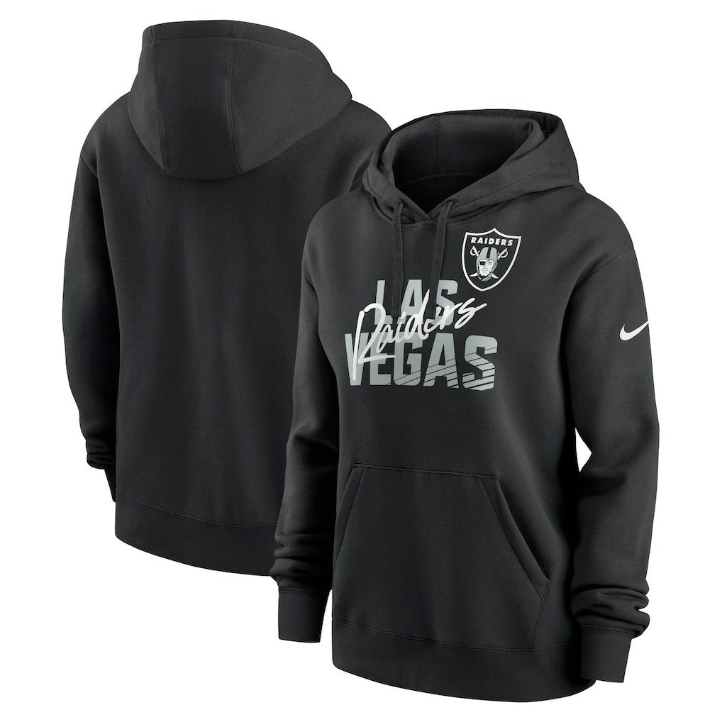 Nike Las Vegas Raiders Women's Wordmark Club Fleece Pullover Hoodie Black