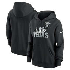 Nike Las Vegas Raiders Women's Wordmark Club Fleece Pullover Hoodie Black