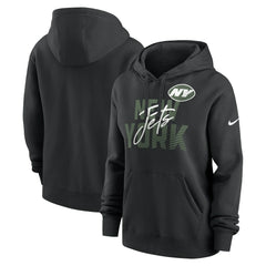 Nike New York Jets Women's Wordmark Club Fleece Pullover Hoodie Black