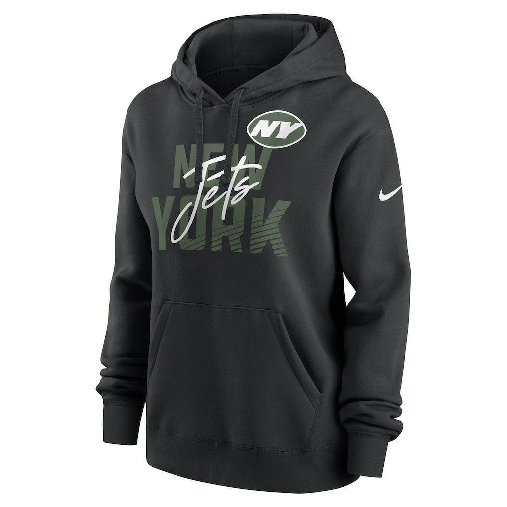 Nike New York Jets Women's Wordmark Club Fleece Pullover Hoodie Black