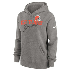 Nike Cleveland Browns Women's Wordmark Club Fleece Pullover Hoodie Heather Gray
