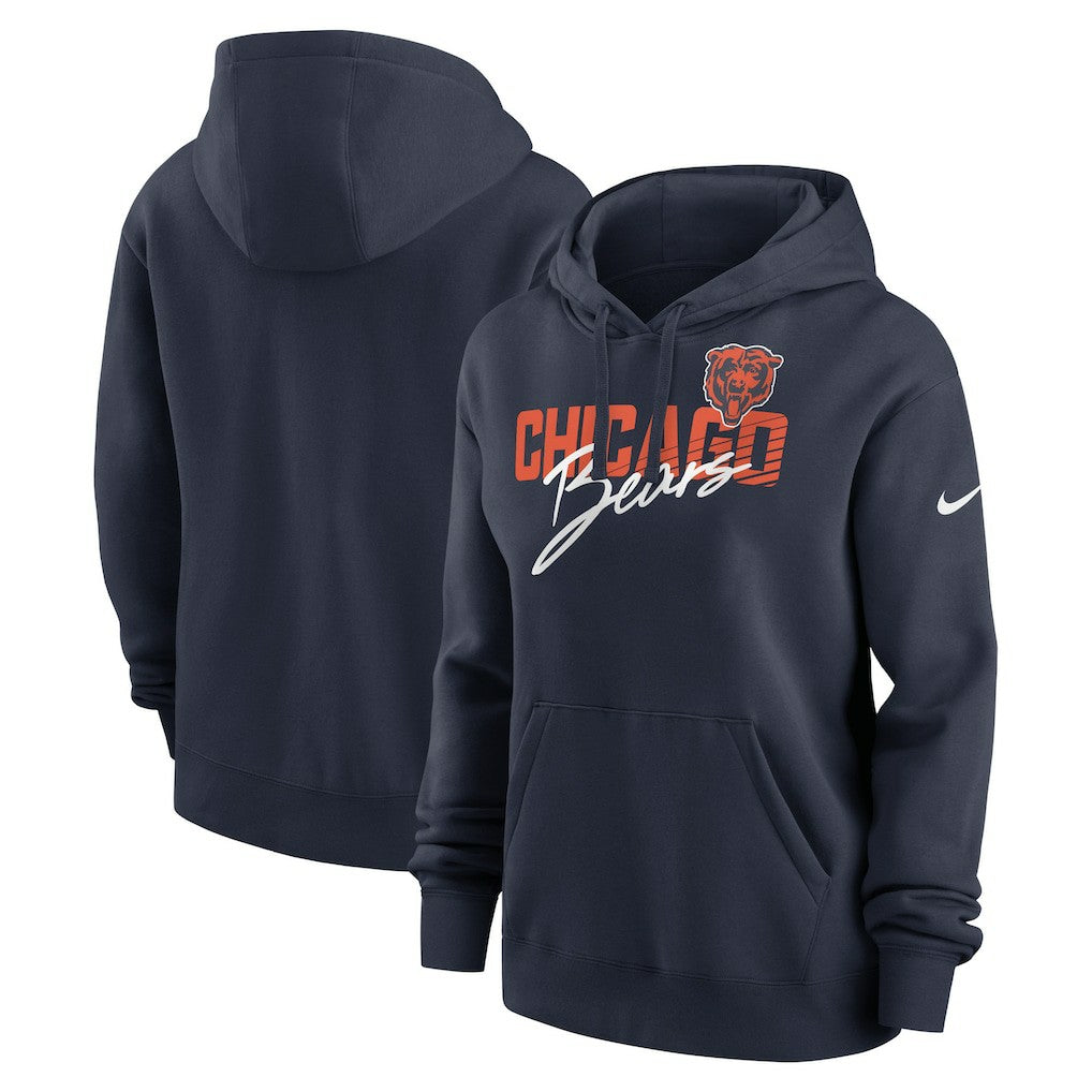 Nike Chicago Bears Women's Wordmark Club Fleece Pullover Hoodie Navy