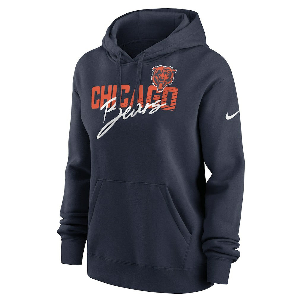Nike Chicago Bears Women's Wordmark Club Fleece Pullover Hoodie Navy