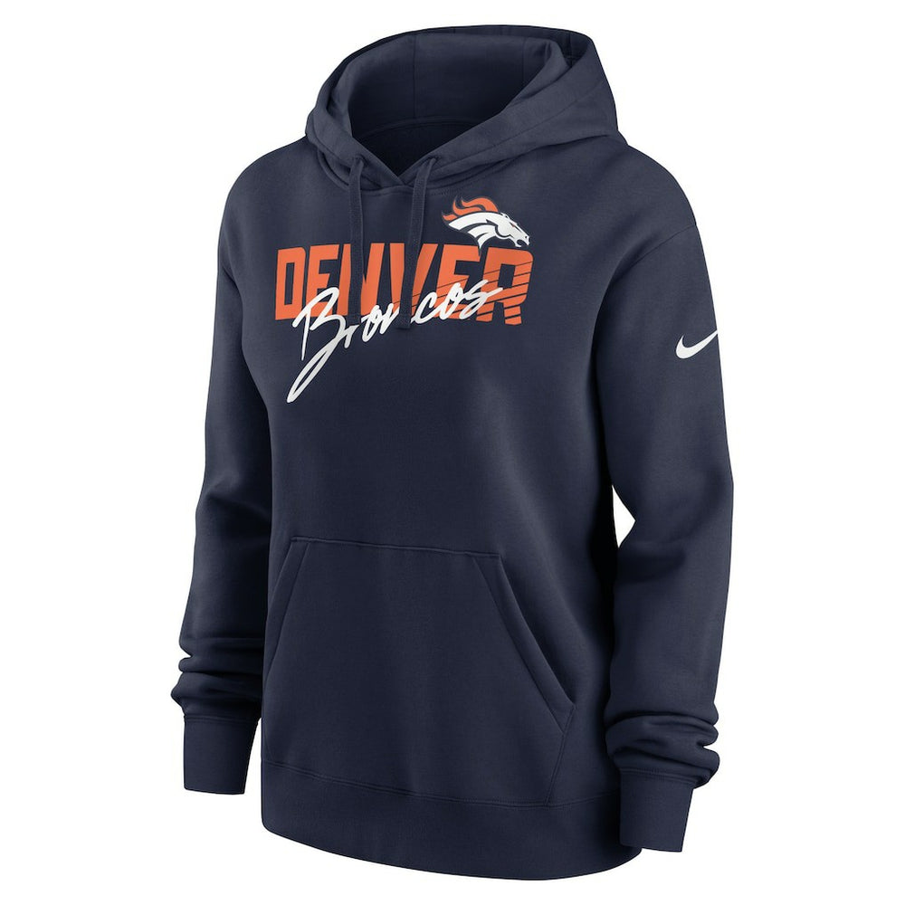 Nike Denver Broncos Women's Wordmark Club Fleece Pullover Hoodie Navy
