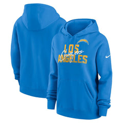 Nike Los Angeles Chargers Women's Wordmark Club Fleece Pullover Hoodie Powder Blue